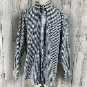 Land’s End Men's Black‎ Plaid Button Down Long Sleeve Shirt Top Sz 17-33